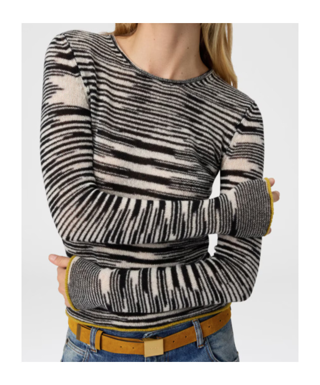Missoni Crew Neck Sweater With Flame Pattern In Cashmere Blend In Black