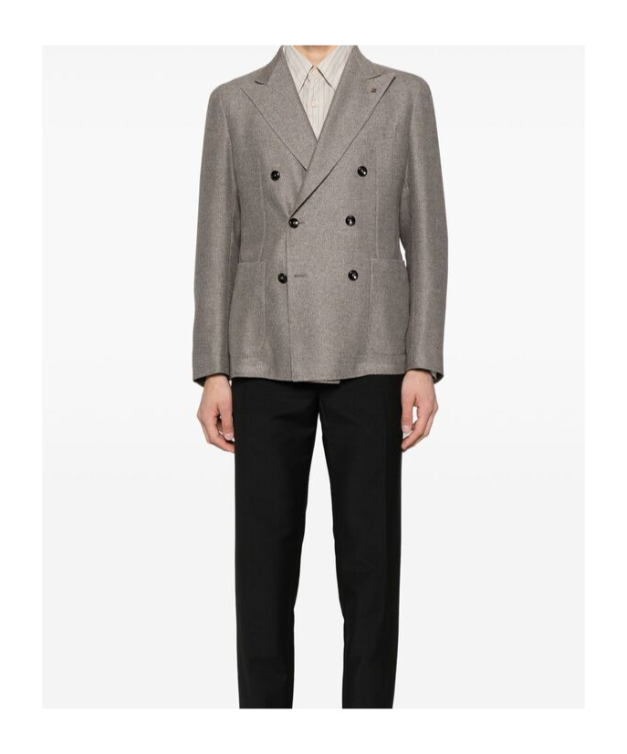 Tagliatore Double-breasted Wool And Silk Jacket In Gray
