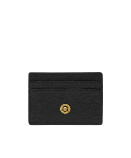 Versace Man Black Leather Medusa Biggie Card Holder In Black