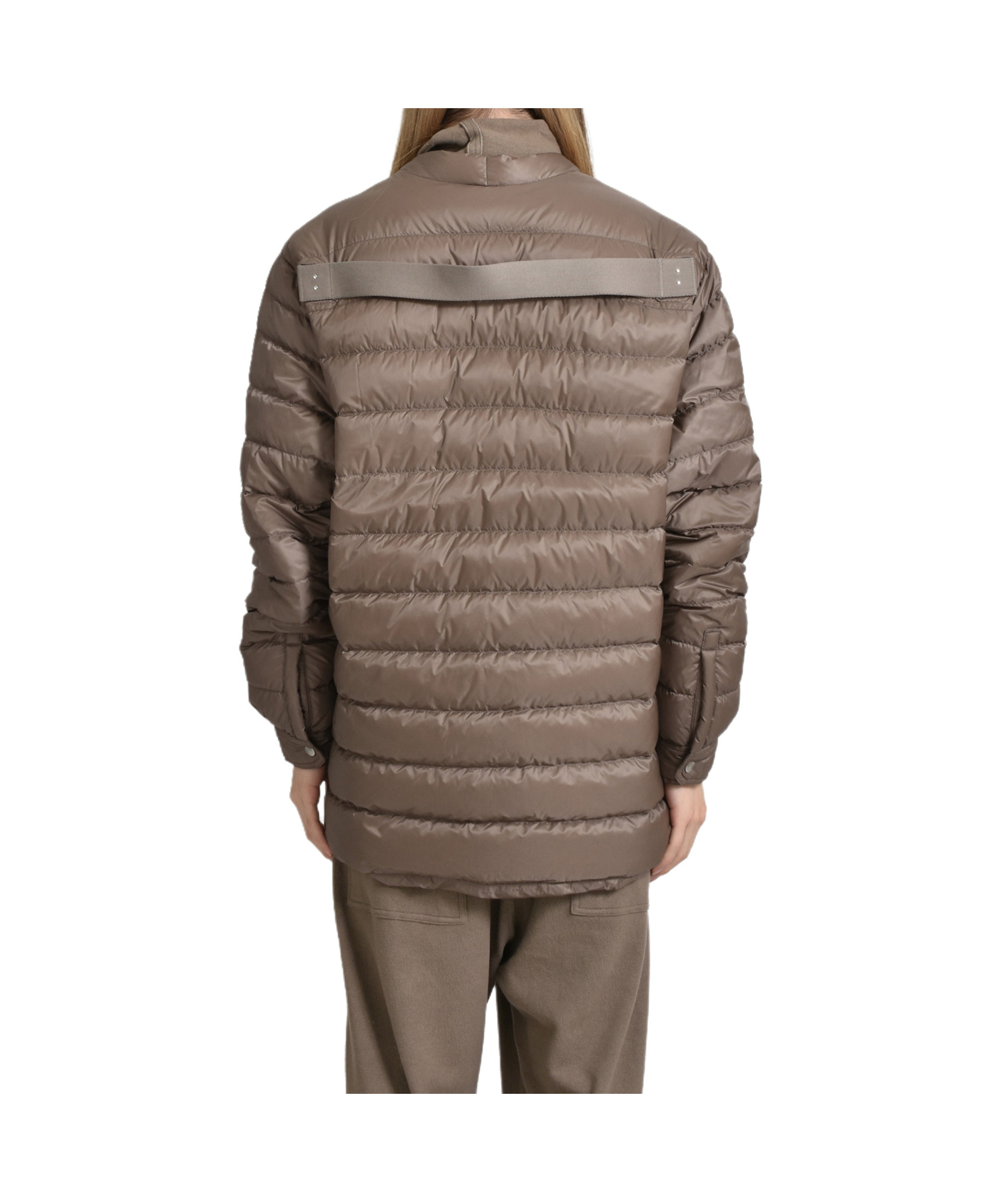 Moncler X Rick Owens Long-sleeved Down Jacket In Brown