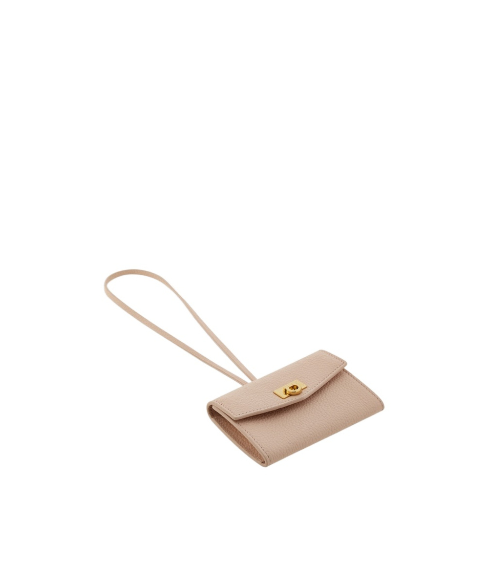 Ferragamo Gancini-buckle Calfskin Keyring In Neutral