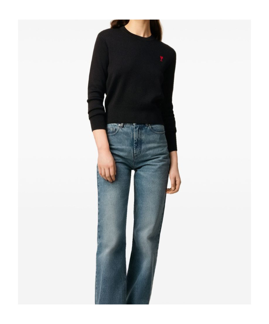 Ami Alexandre Mattiussi Ami Paris Ami De Coeur Black Crew-neck Sweatshirt Women In Black