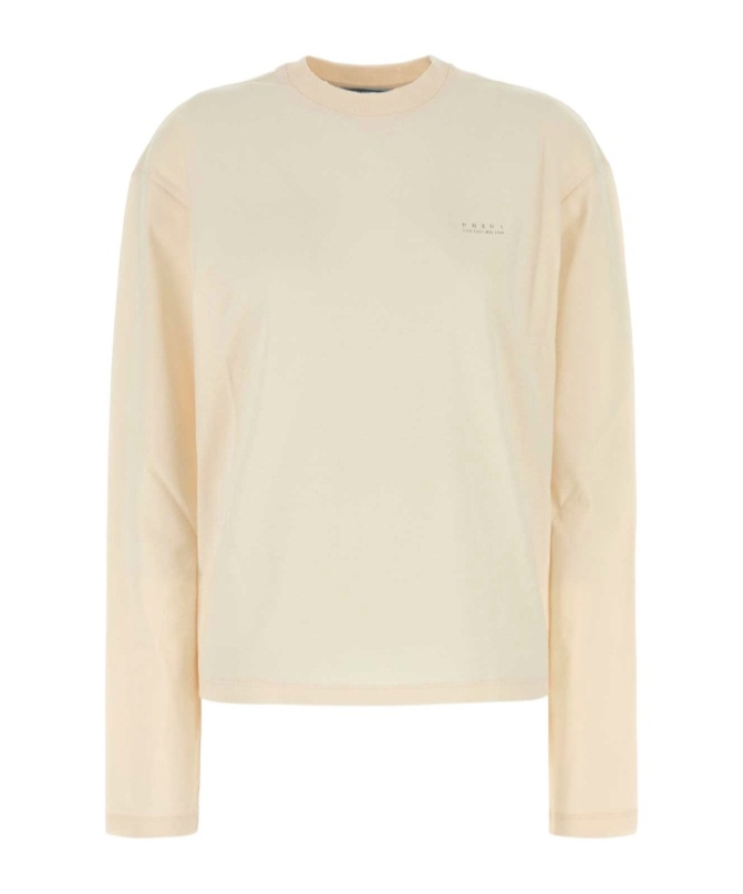 Prada T-shirt In Cotone Sabbia  Donna In Neutral