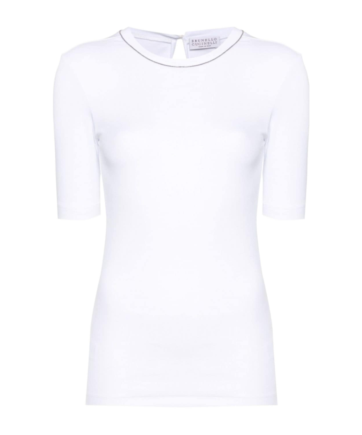 Brunello Cucinelli Woman T-shirt White Size Xl Cotton, Elastane, Brass In White