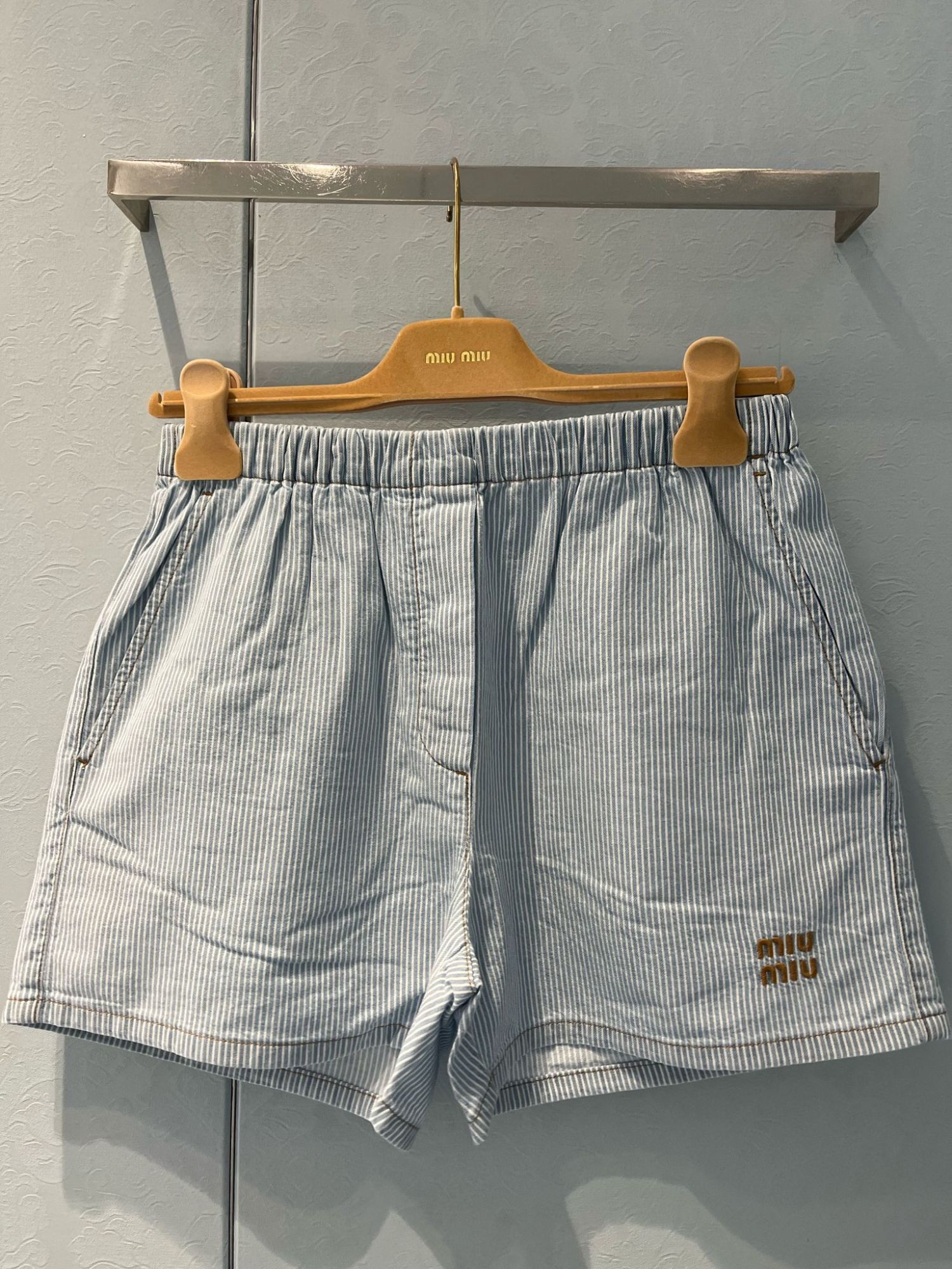 Miu Miu Striped Chambray Bermudas