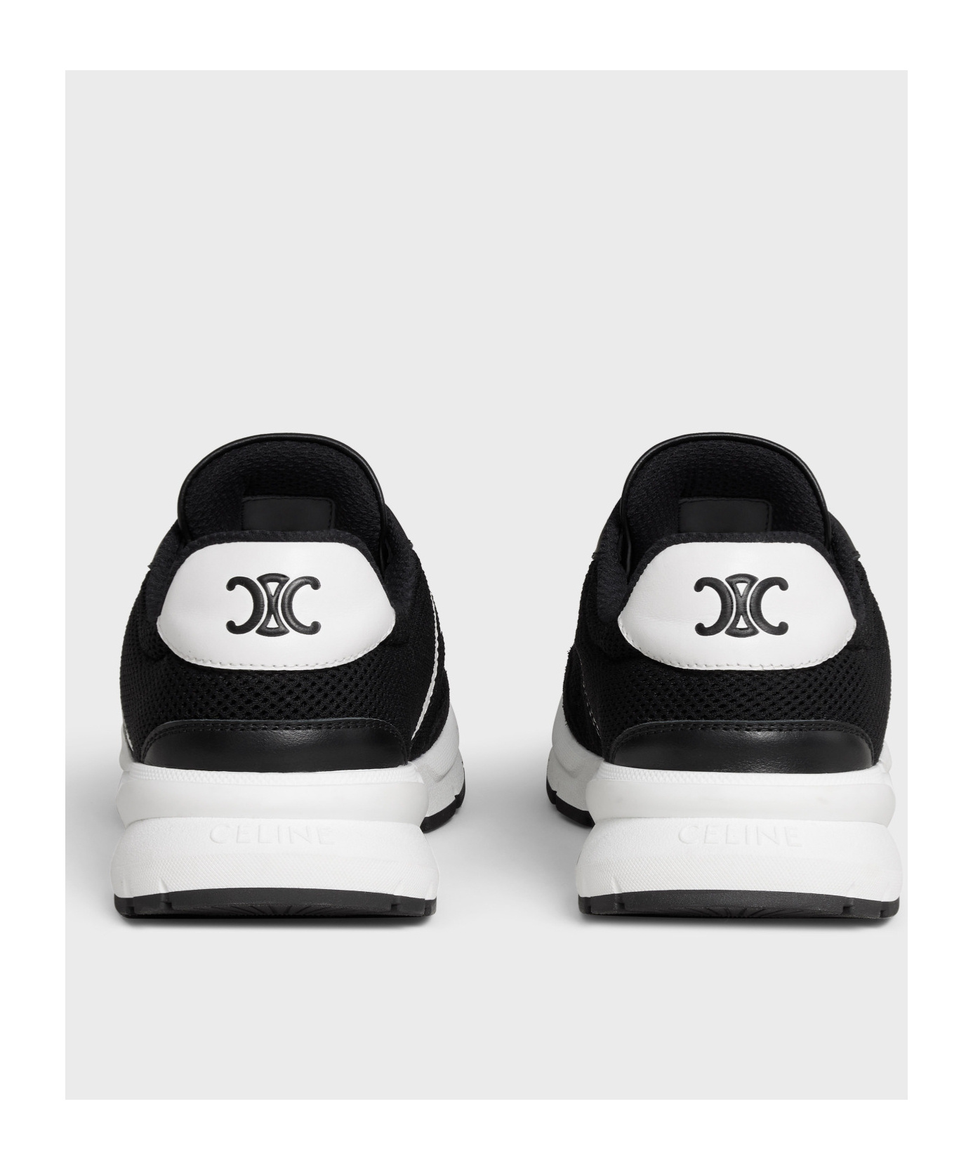 Celine Runner Cr-01 Mesh Fabric Sneakers In Black/fluorescent White