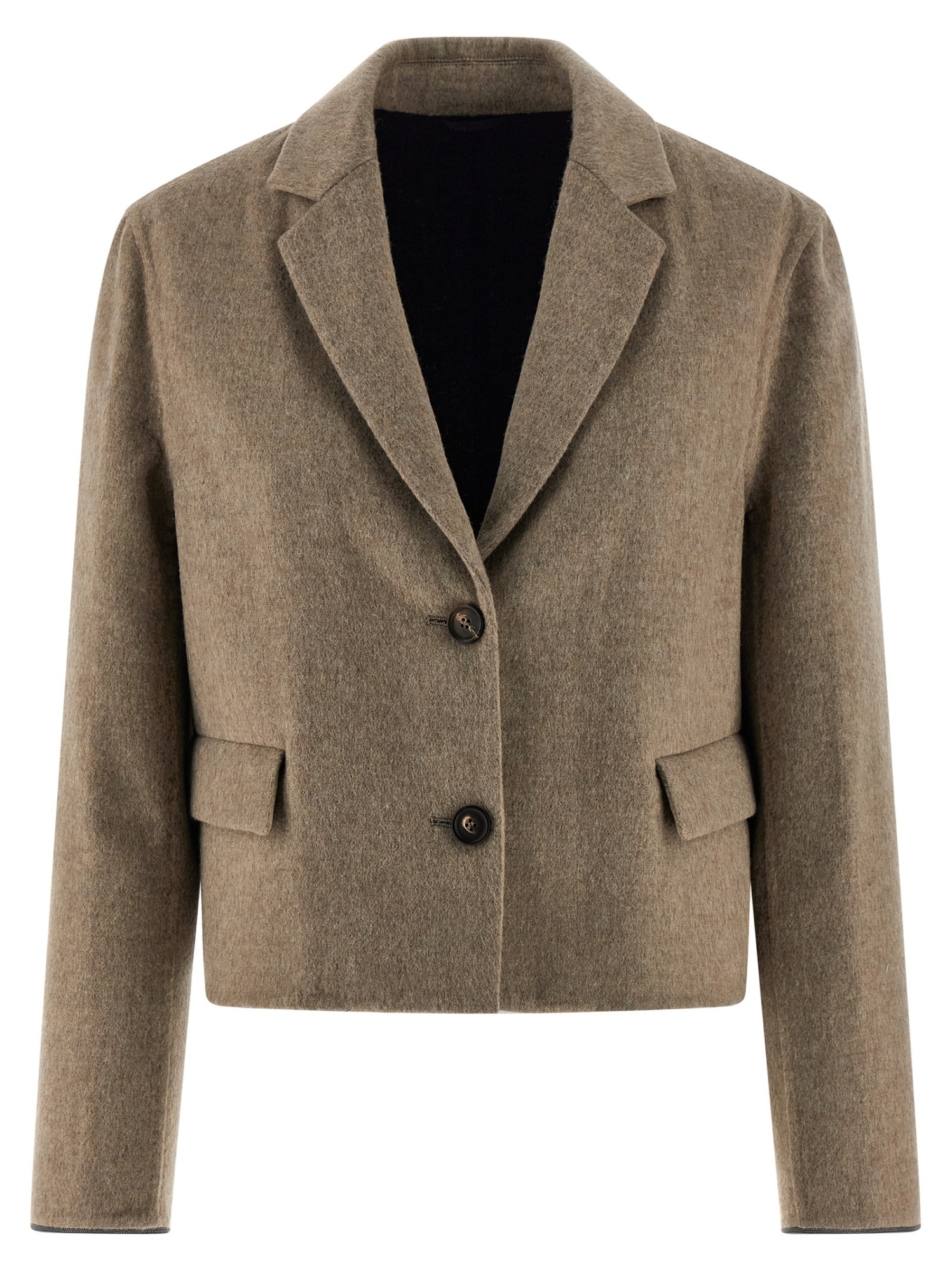 Brunello Cucinelli Single-breasted Wool Blazer In Brown