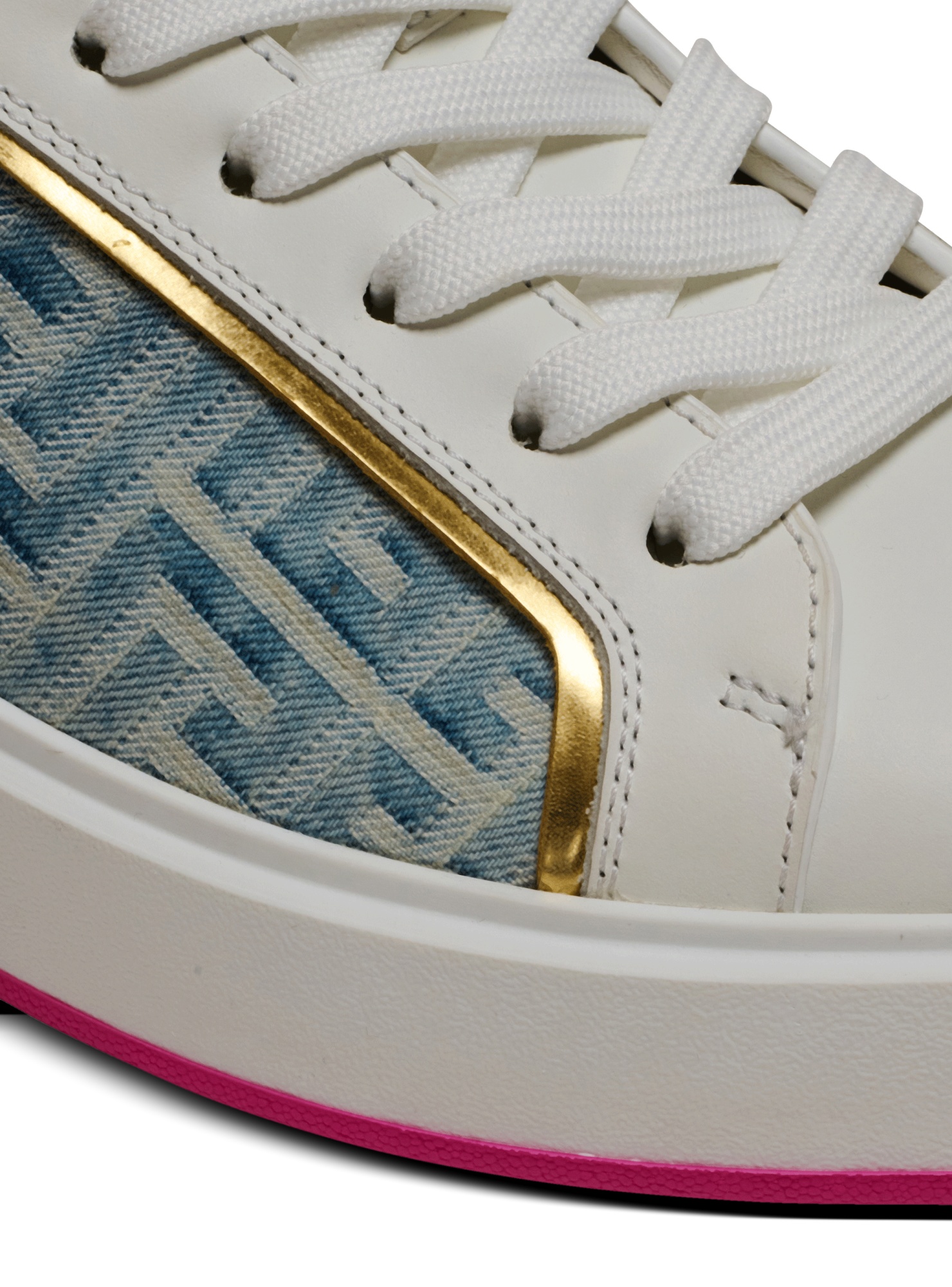 Balmain B-court Panelled Leather Sneakers In White