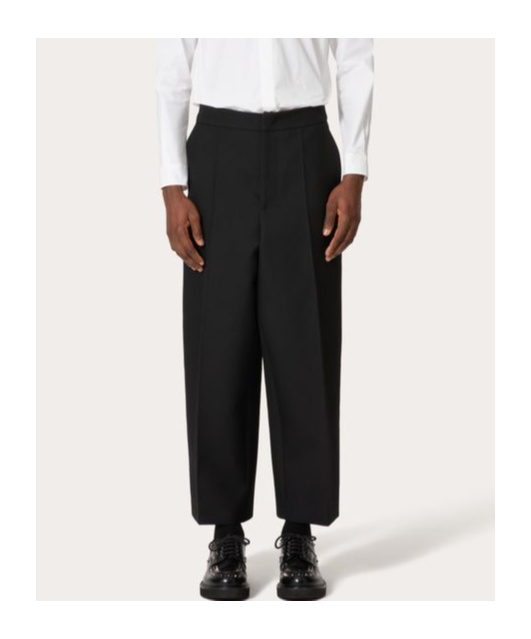 Valentino Wide Leg Trousers With Side And Back Pockets In Black