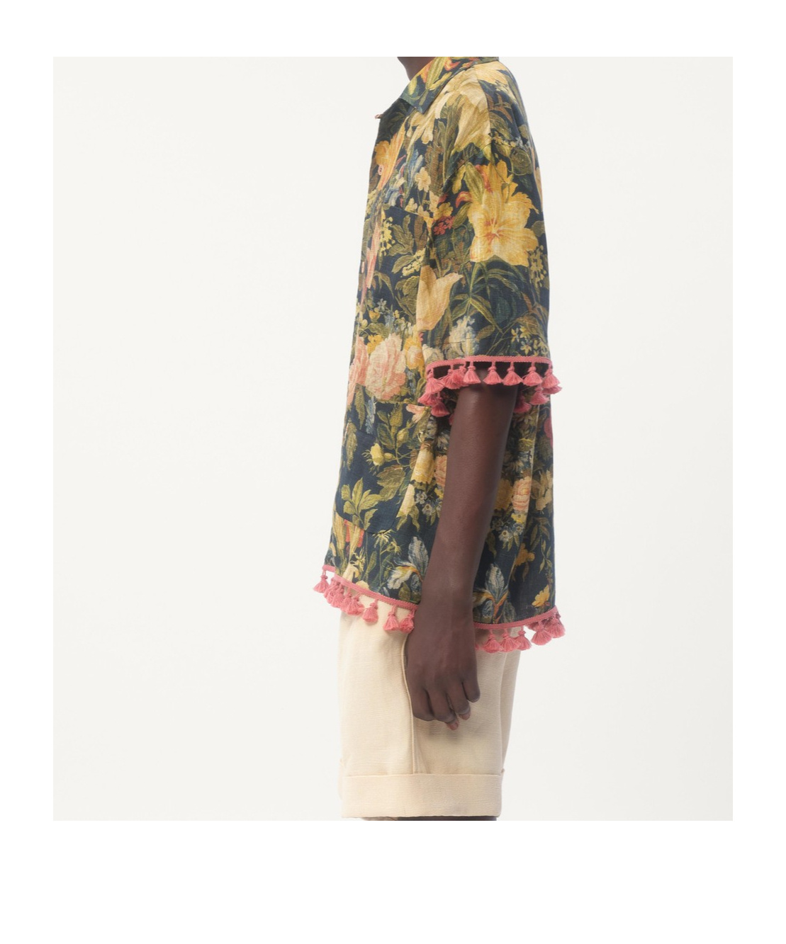 Shop Valentino Linen Bowling Shirt With Apres L'hiver Print In Green