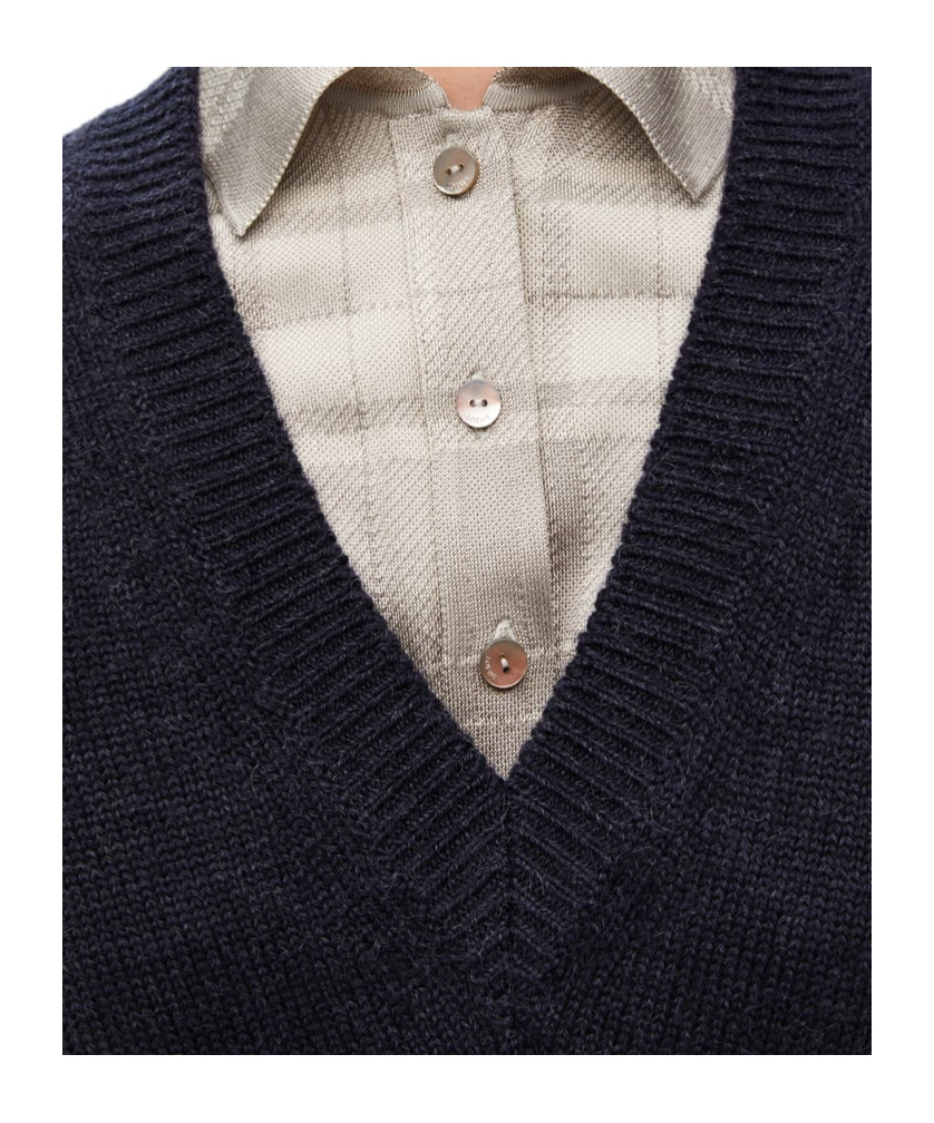 Loewe Trompe L'oeil Sweater In Wool And Silk In Black