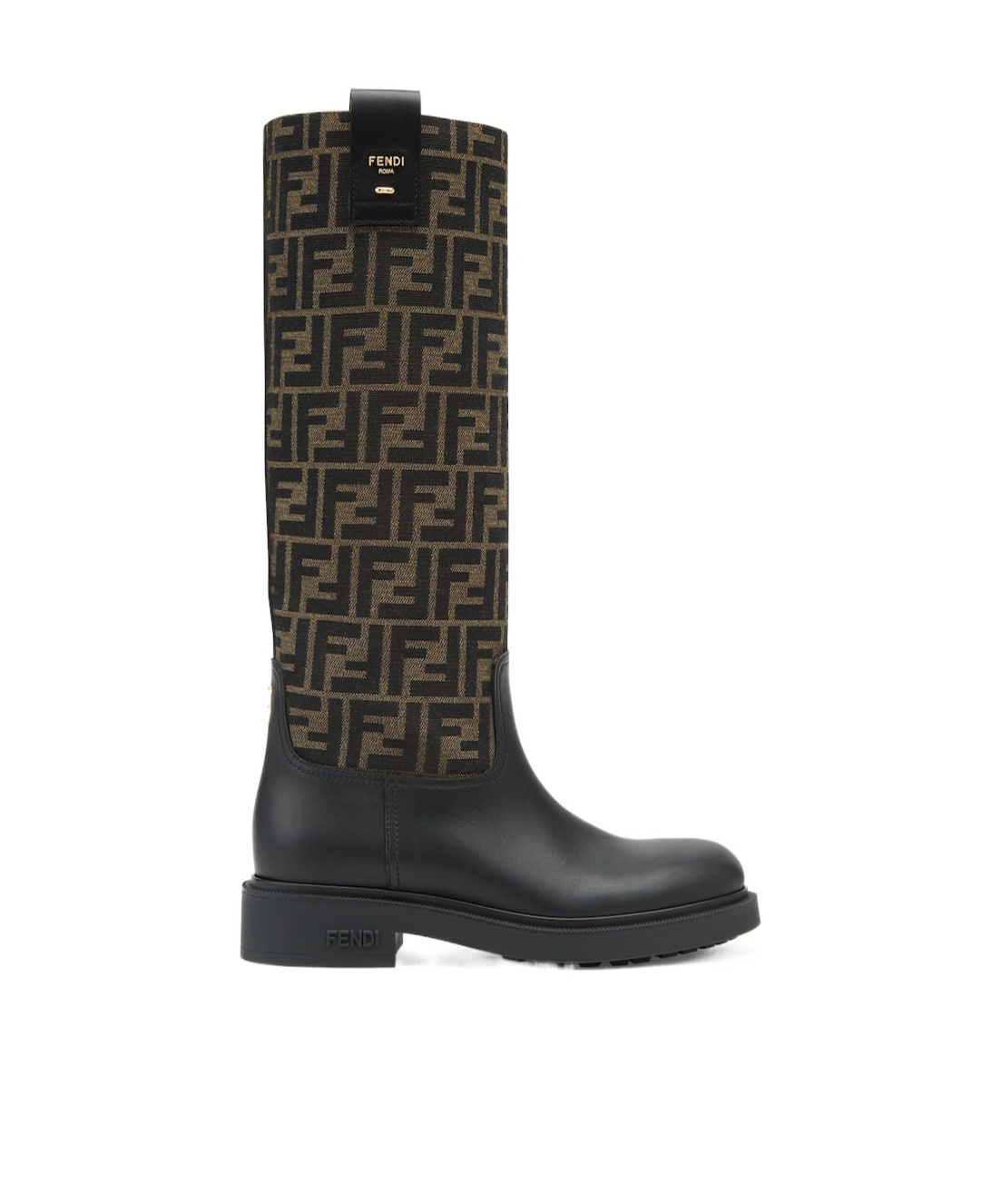 Shop Fendi 35mm Ff Jacquard Boots In Black