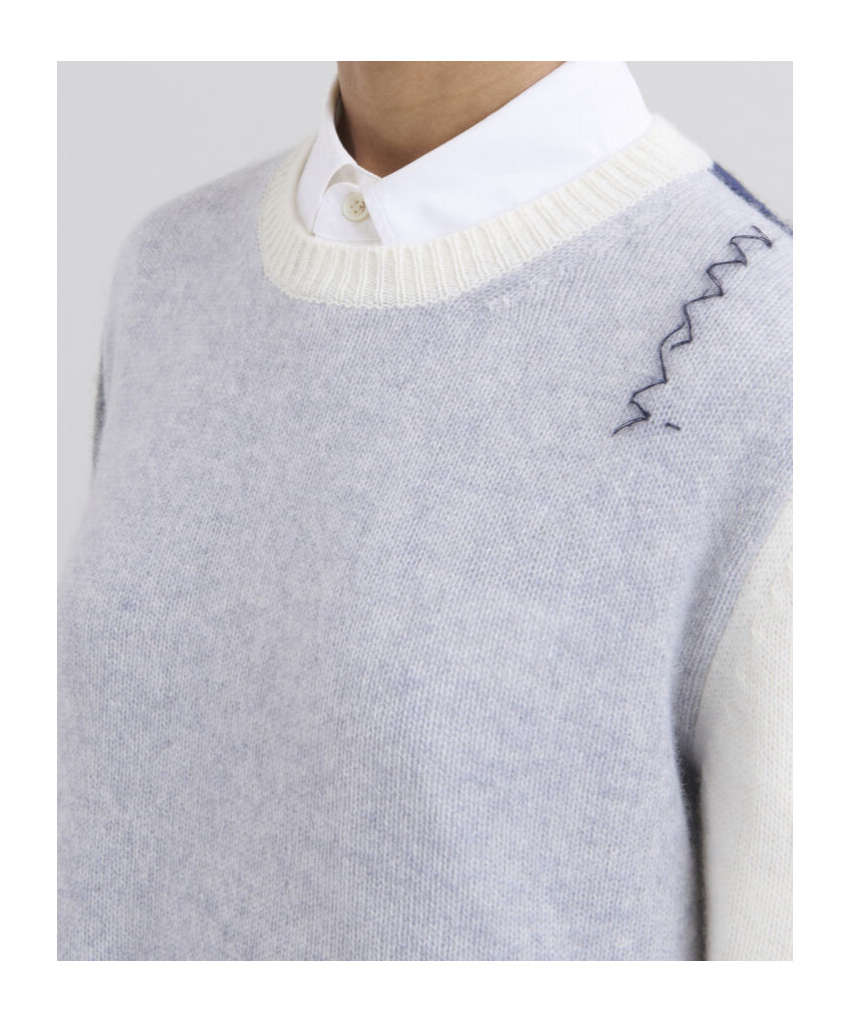 Marni Cashmere Sweater Color-block Design Open Back In Gray