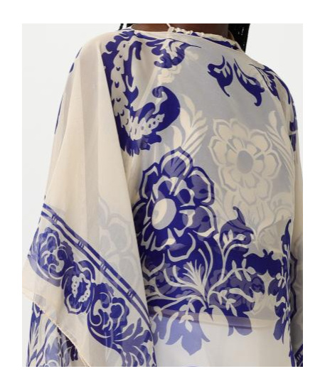 Etro Women Blue Cape With All-over Paisley Print In Silk Woman In Multi