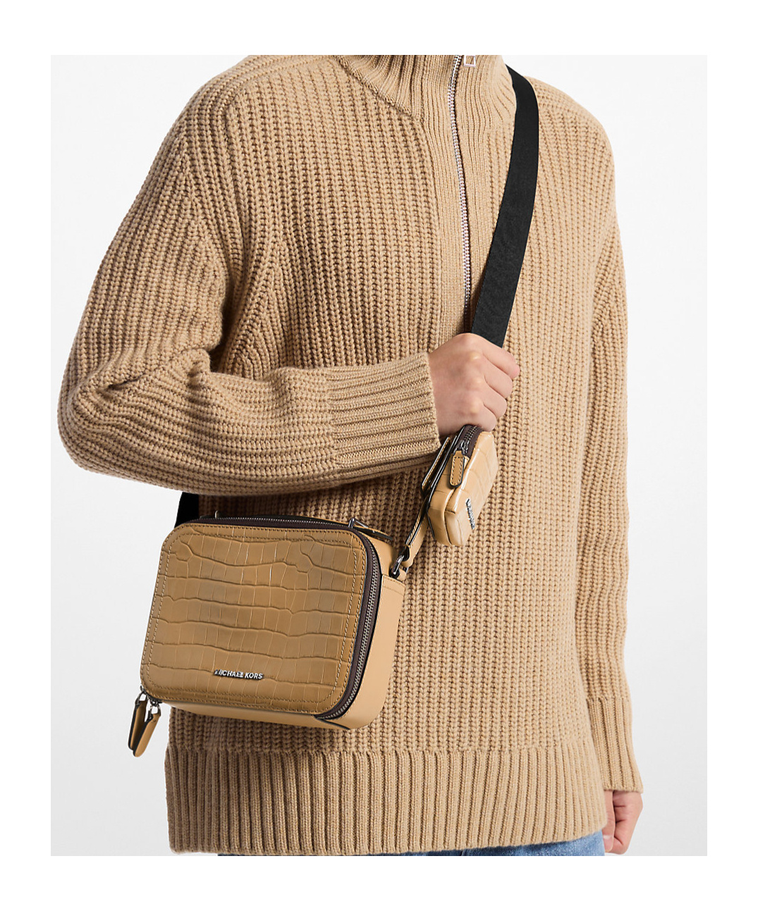 Michael Kors Animal Pattern Cross-body Bag In Nude