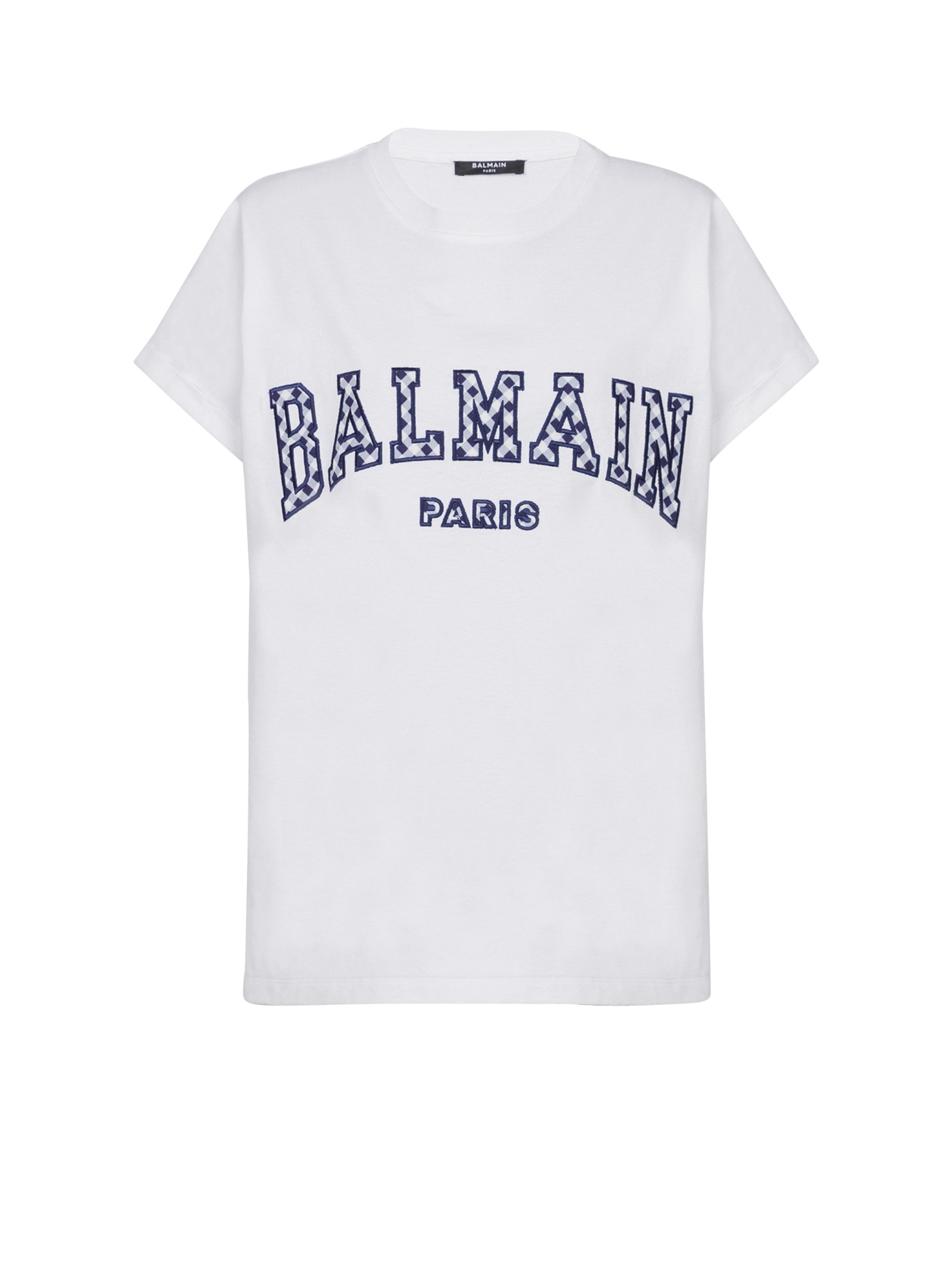 Balmain Gingham Paris T-shirt In White