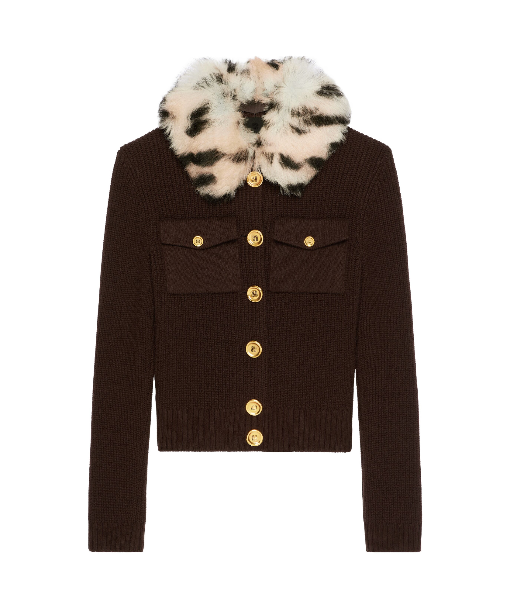 Givenchy Fur Collar Button-up Cardigan In Black