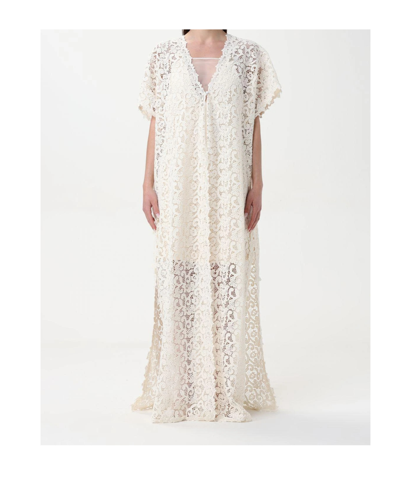 Ermanno Scervino Long Macrama Lace Cardigan With A V-neckline