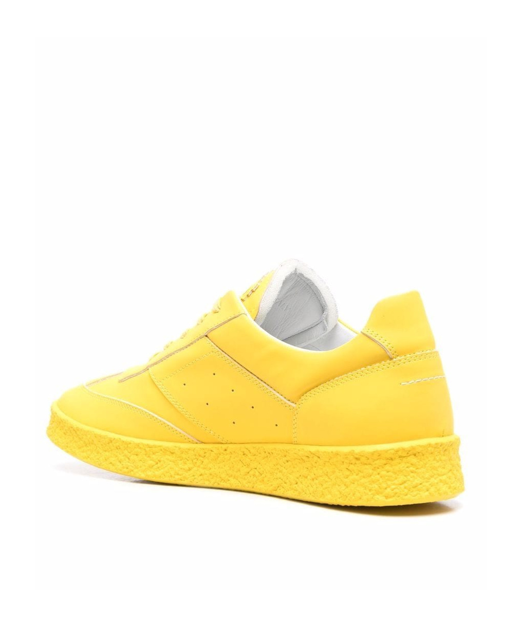 Shop Mm6 Maison Margiela Embossed-logo Tongue Sneakers In Yellow
