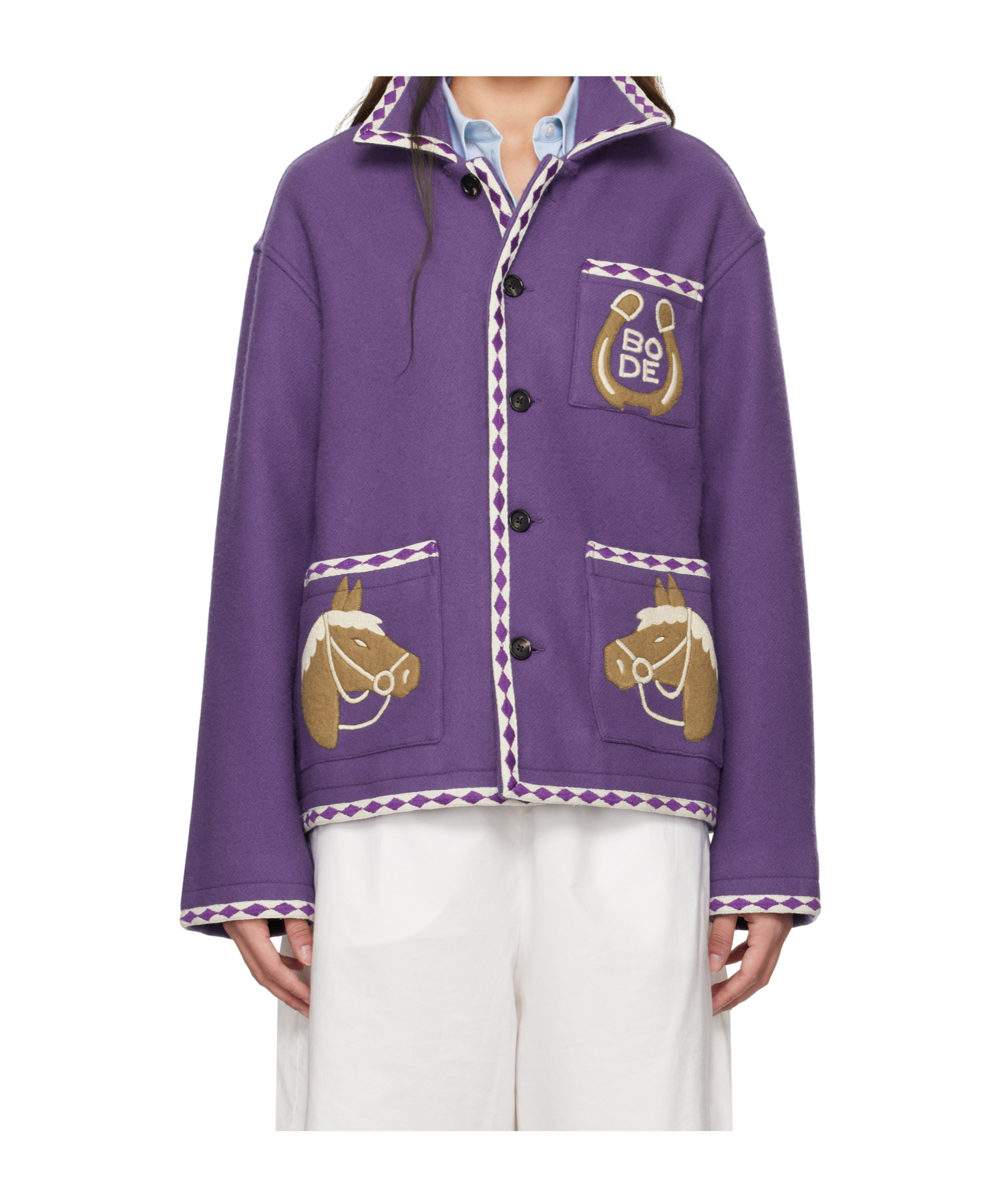 Bode Long Sleeve Casual Jacket In Purple