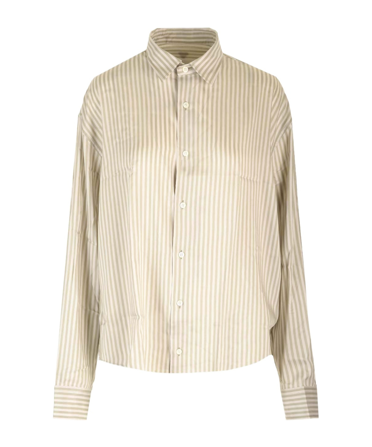 Ami Alexandre Mattiussi Ami Paris Ami De Coeur Striped Button-up Shirt In Nude