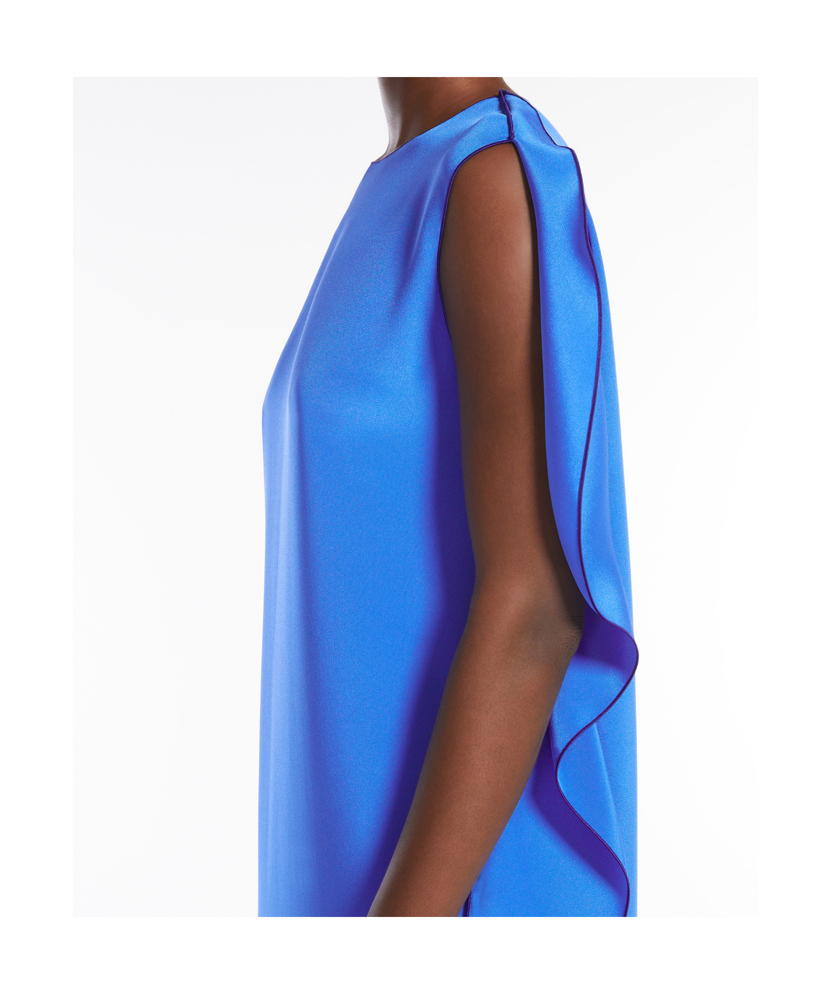 Max Mara Pianoforte Light Blue Flowy Silk Dress Women In Blue