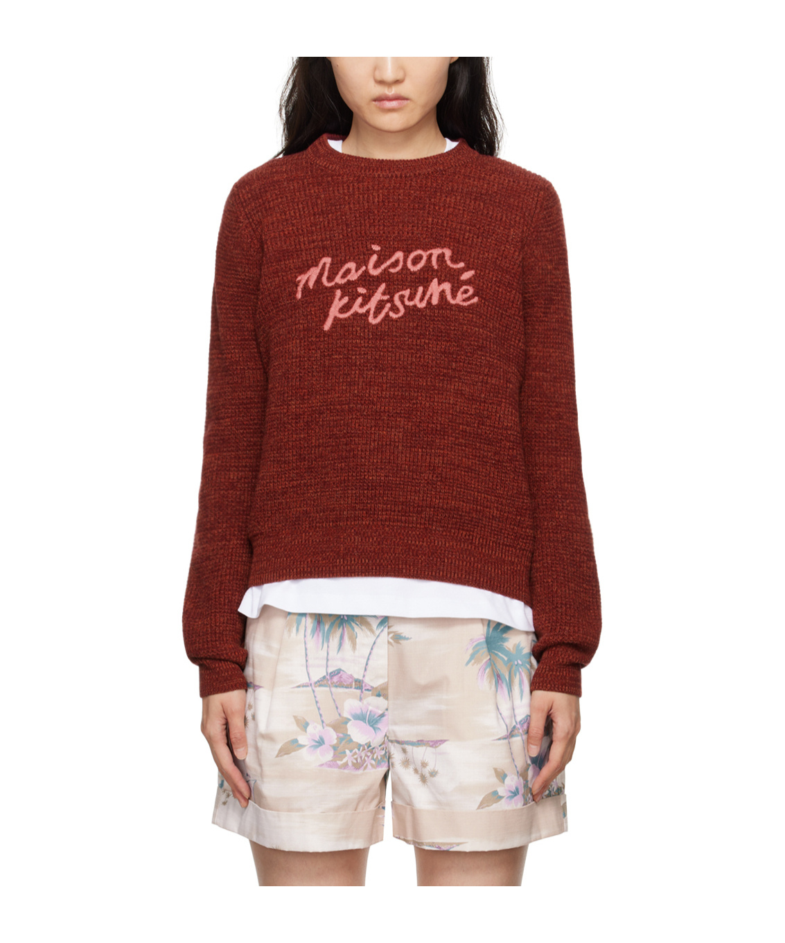 Maison Kitsuné Rib Knitted Sweater In Red