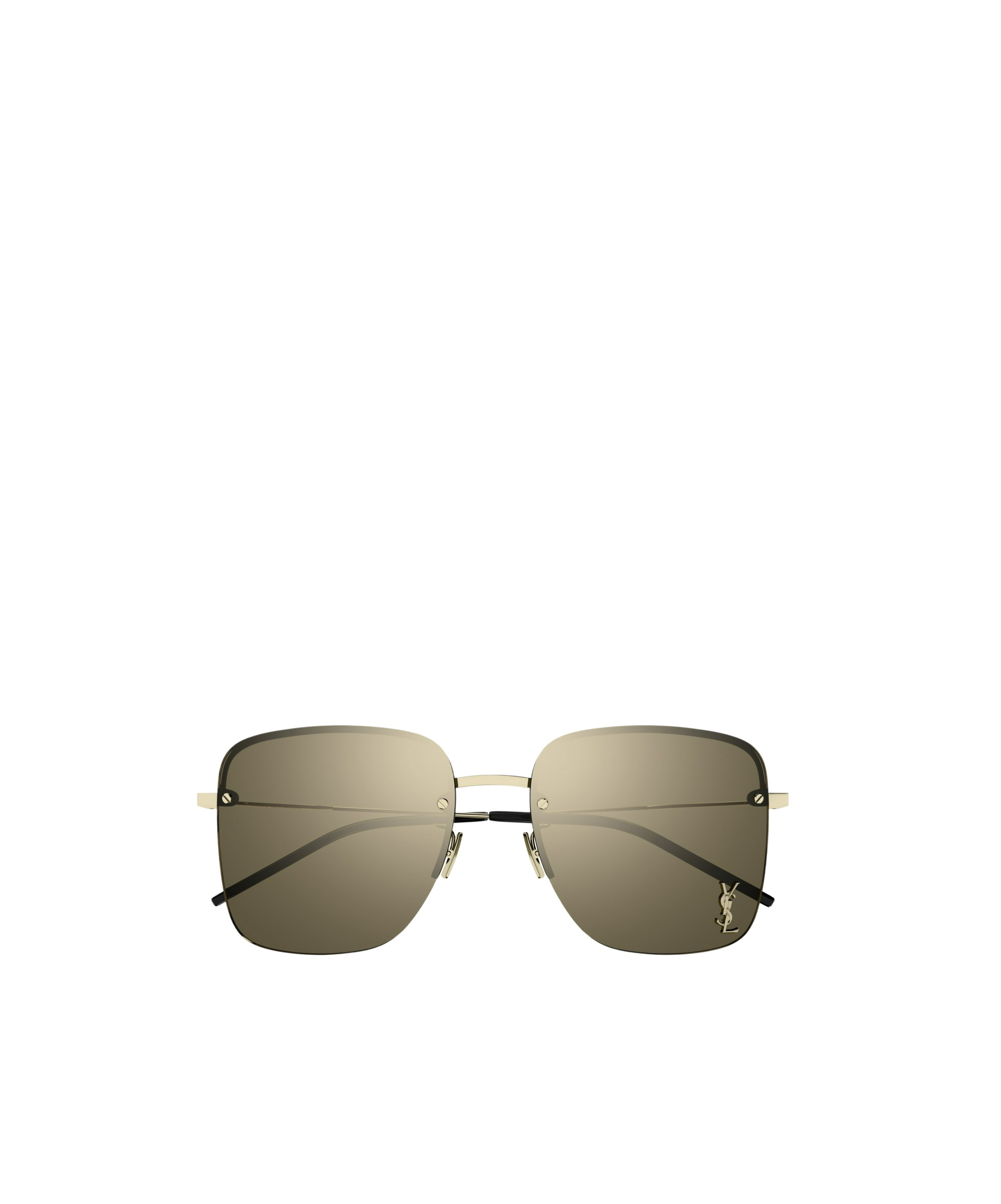 Saint Laurent Geometric Frame Sunglasses In Green