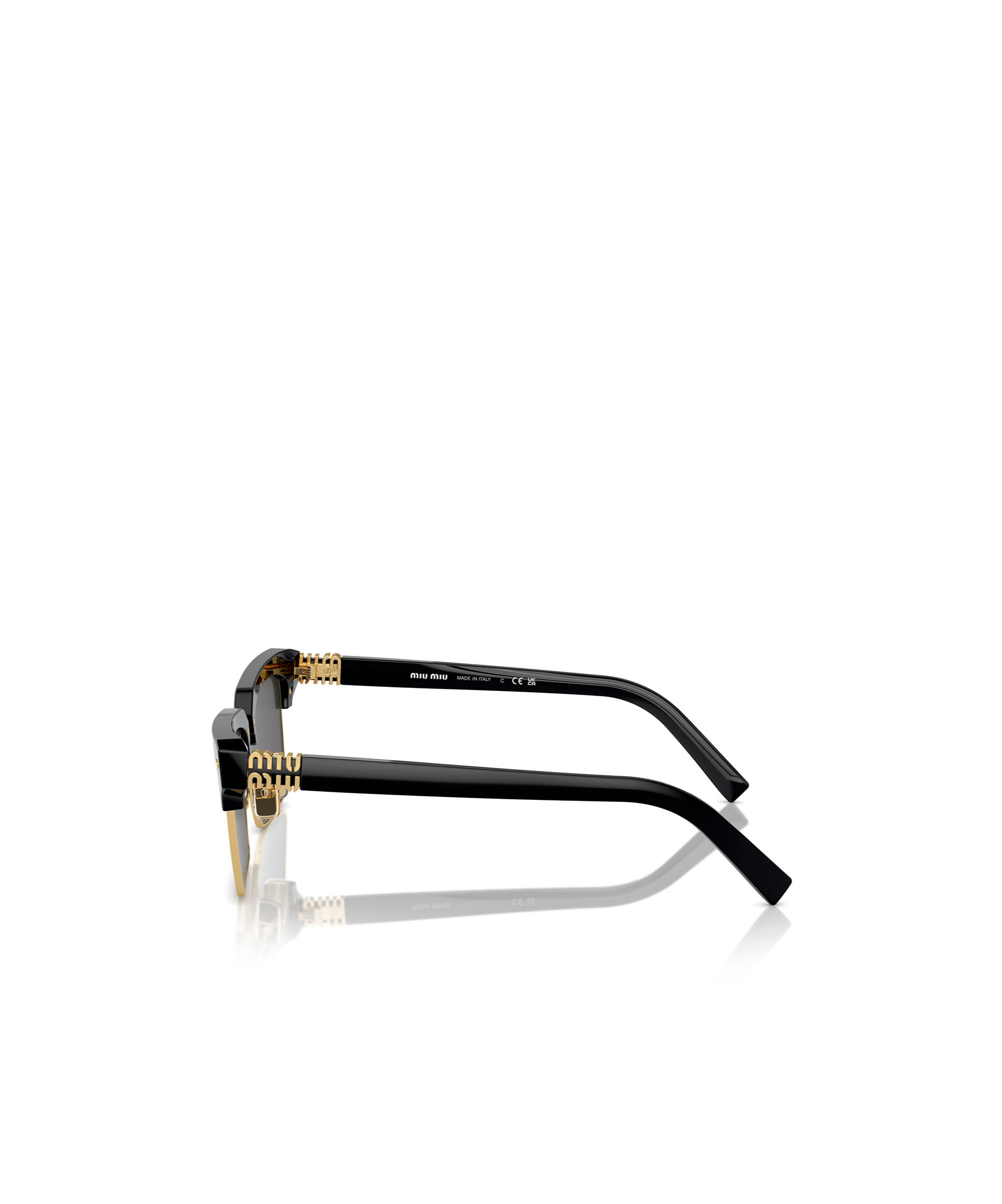 Miu Miu Logo Mixed-media Square Sunglasses In Black