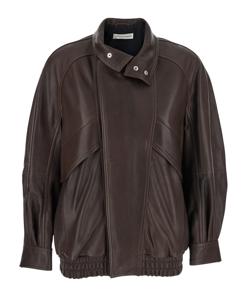 Nour Hammour Ariste Leather Jacket In Brown