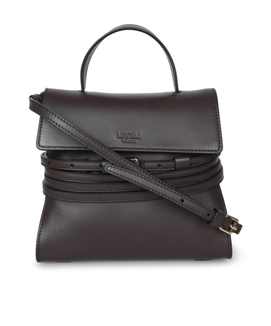 Moschino Small Tie Me Tote Bag In Brown