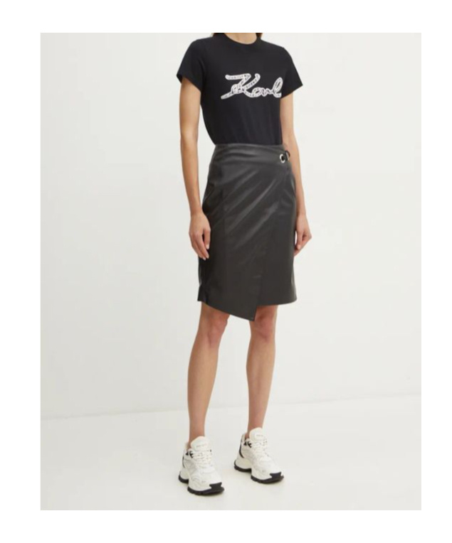 Shop Karl Lagerfeld Faux-leather Mini Skirt In Black