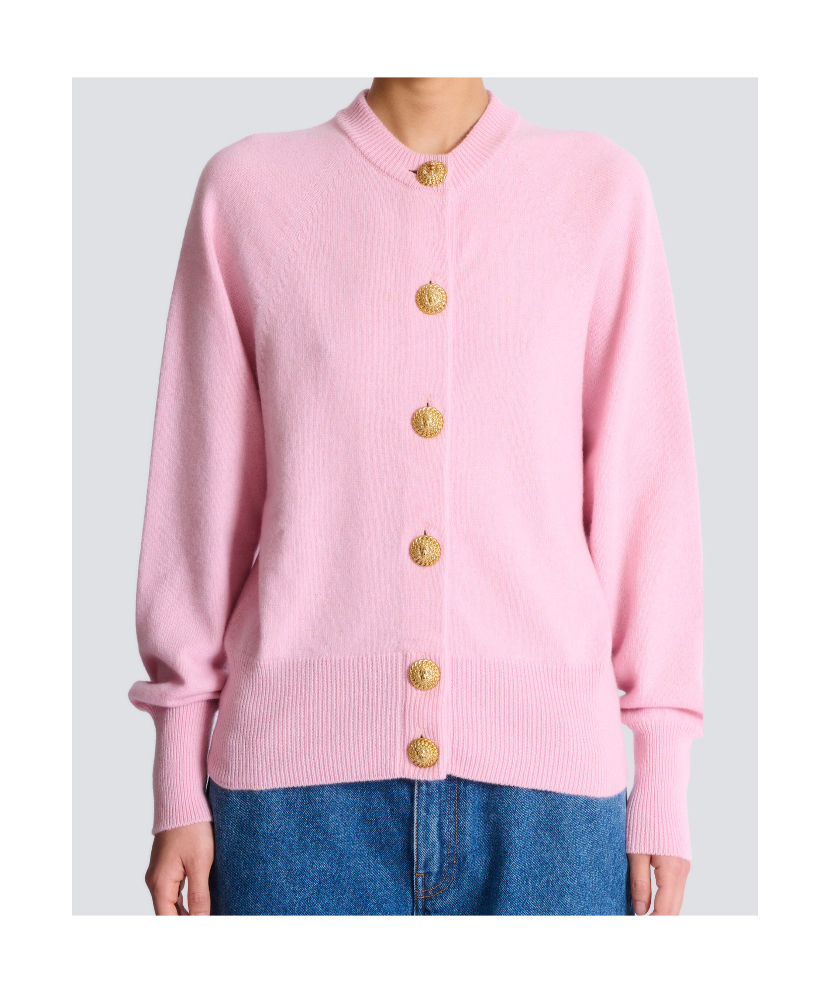 Balmain Buttoned Cardigan In Pink