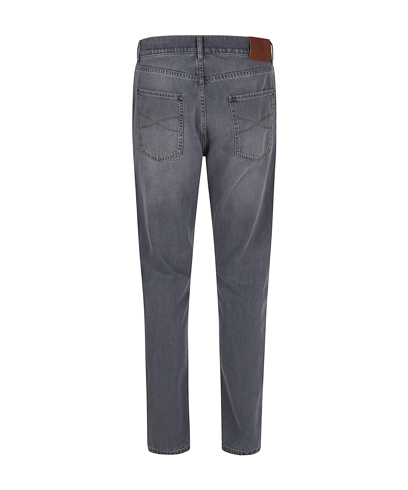 Brunello Cucinelli Denim Trousers With Belt Loops In Gray