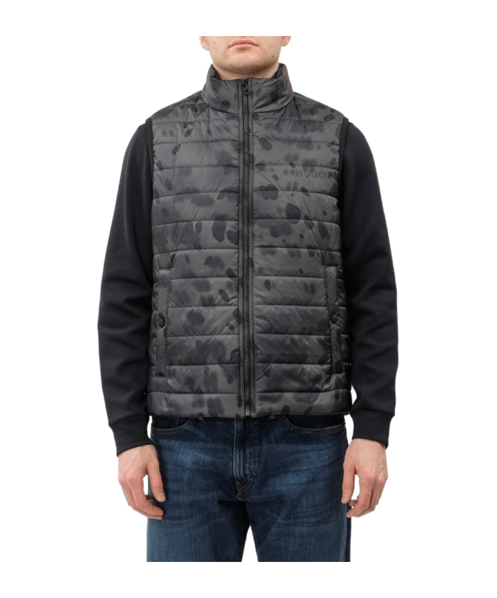 Shop Hugo Boss Hugo Quilted Puffer Vest Jacket In Black