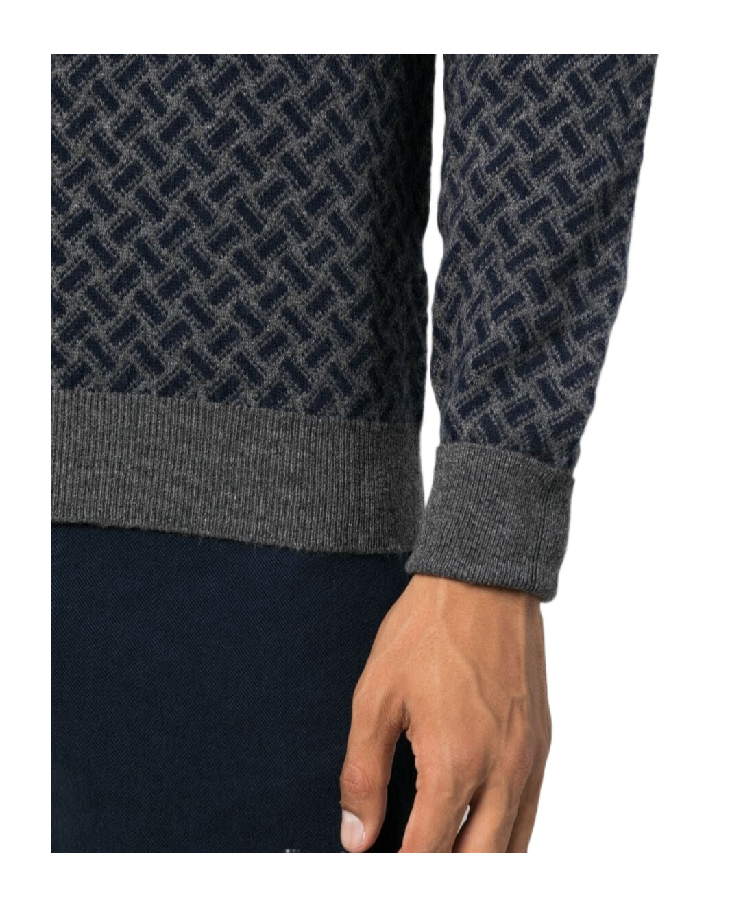 Drumohr Patterned-jacquard Cashmere Jumper In Black