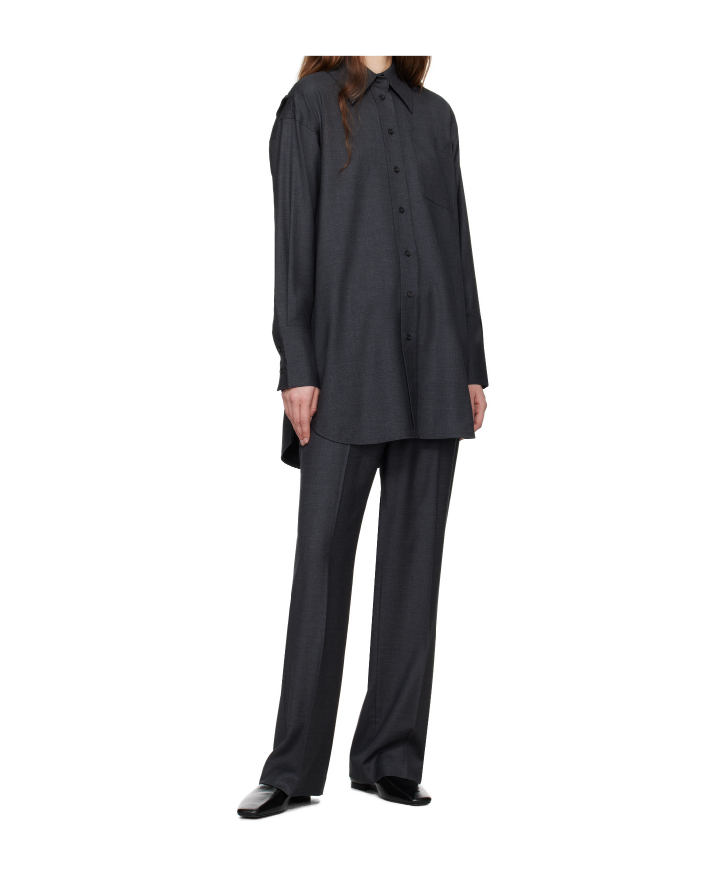 Co Gray Melange Button Down Shirt In Black