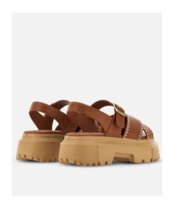 Hogan Round-head Cross Sandals In Brown