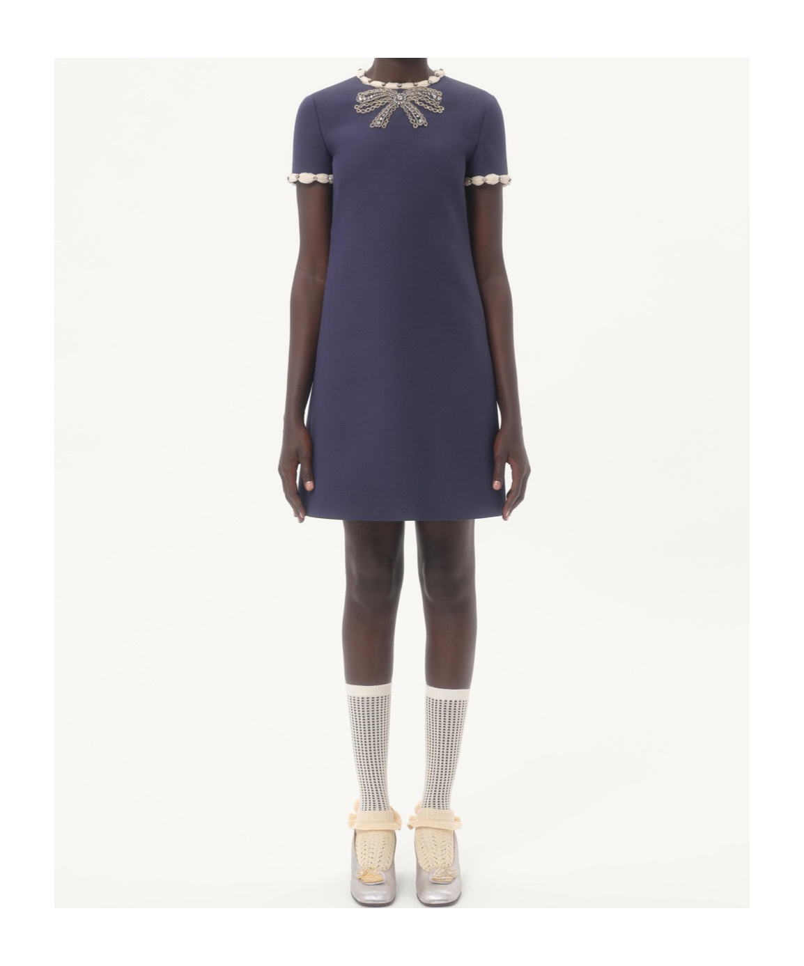Valentino Knee Length Dress Short Sleeves In Blue
