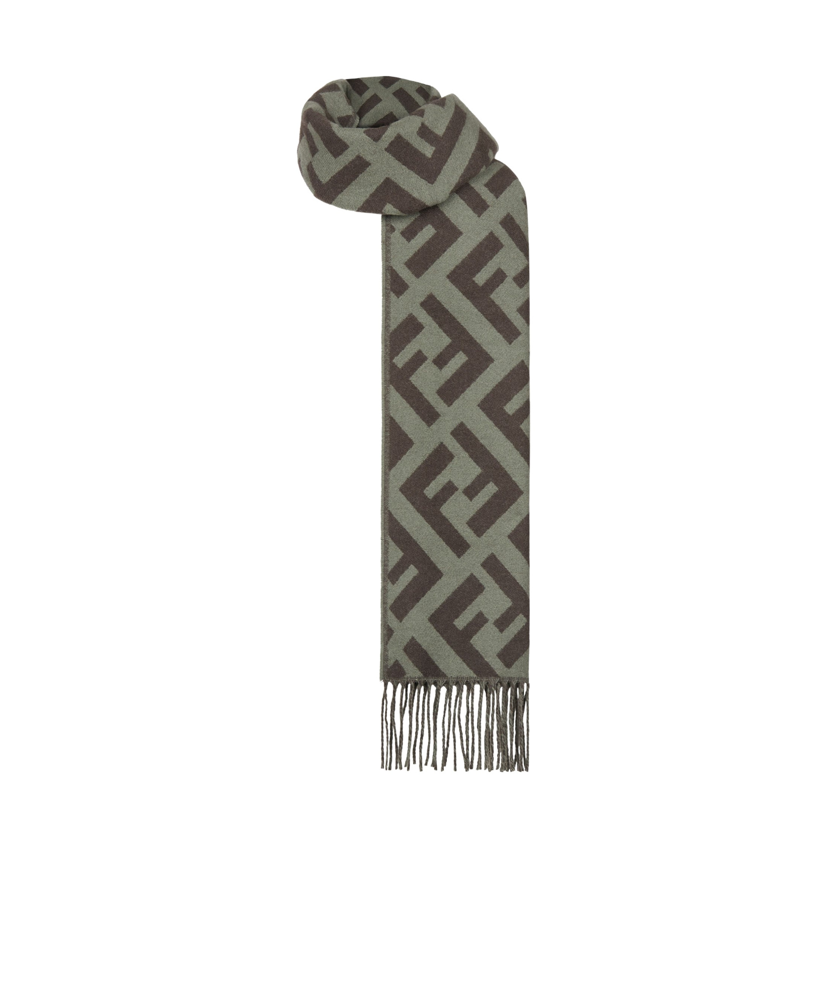 Shop Fendi Green Cashmere Scarf In Black
