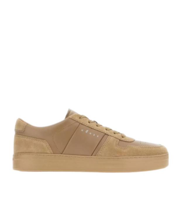 Hogan Suede And Leather Sneakers With Perforated Detailing In Brown