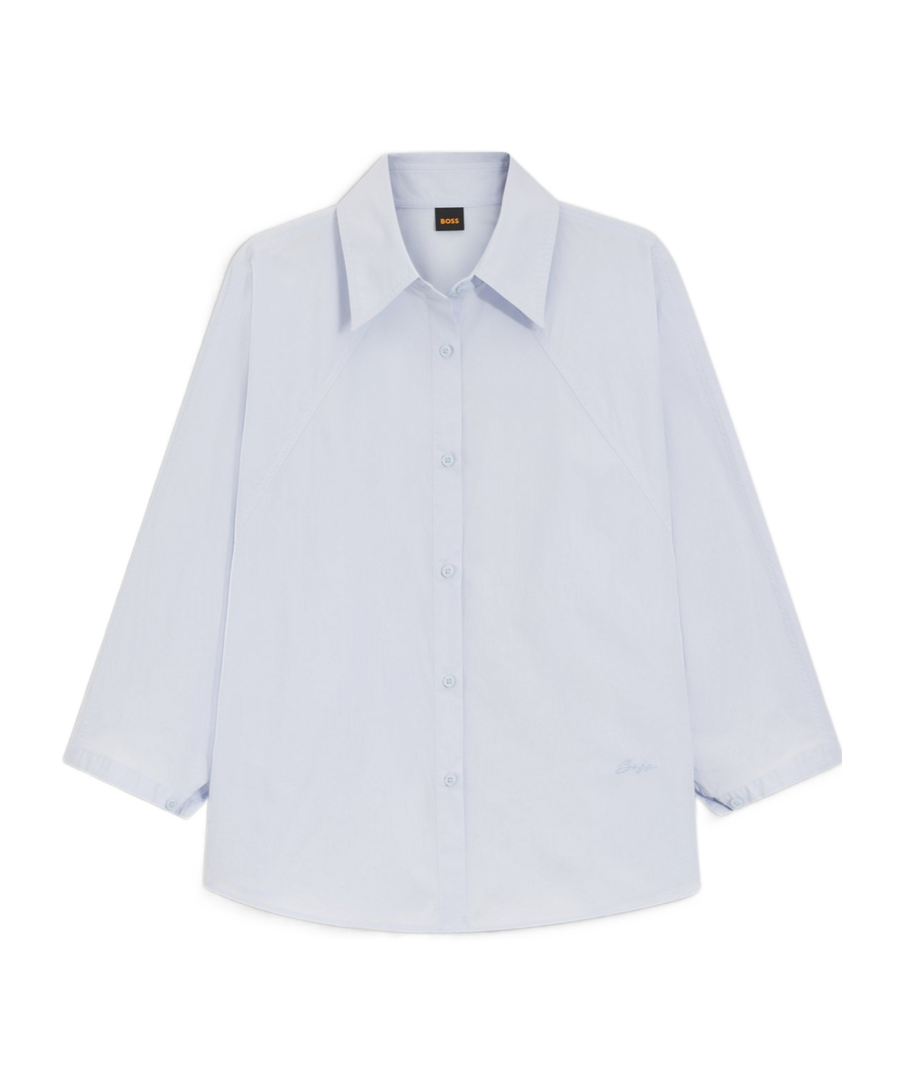 Hugo Boss Relaxed-fit Blouse In Cotton Poplin With Kimono Sleeves In Blue