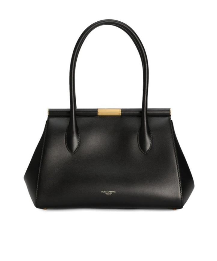 Dolce & Gabbana Small Marlene Palmellato Leather Bag In Black