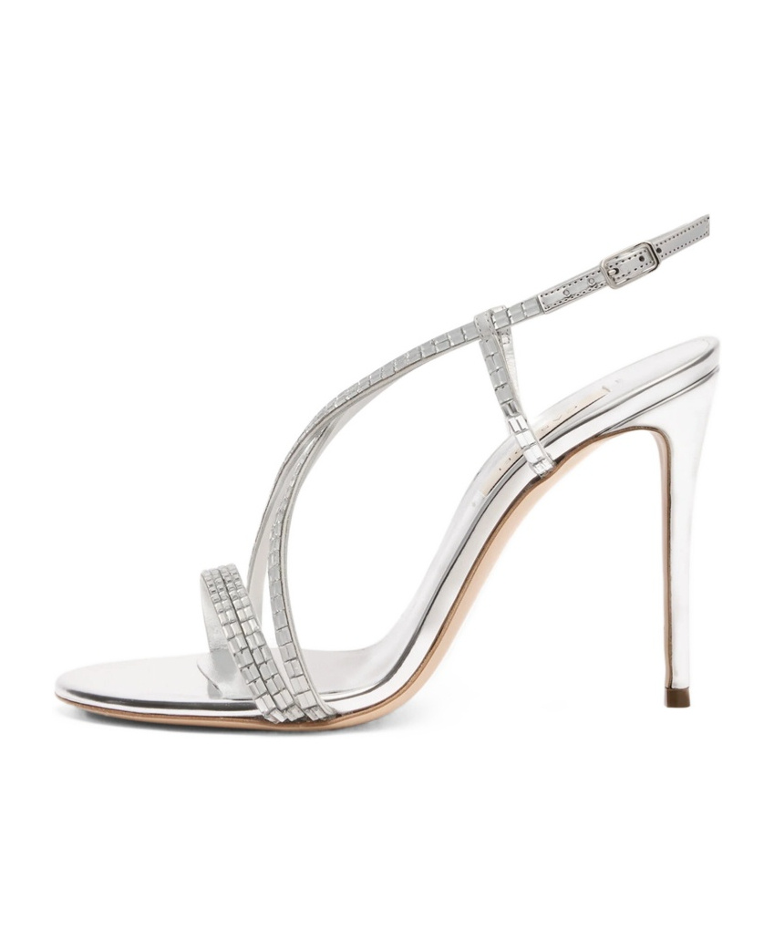 Casadei Embellished Fabric Starsway Sandals In Silver