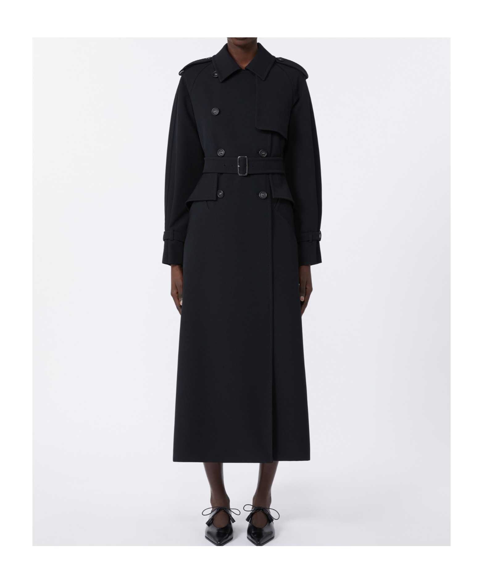 Max Mara Flavio Double-breasted Long Trench Coat In Black