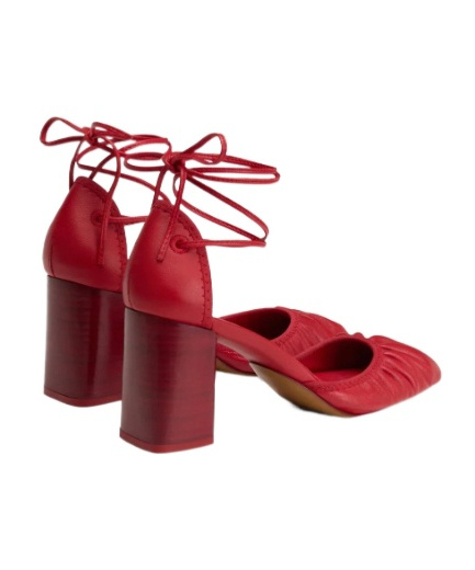 Lemaire 85mm Micro Ballerina 85 Gathered-toe Lace-up Flats In Red