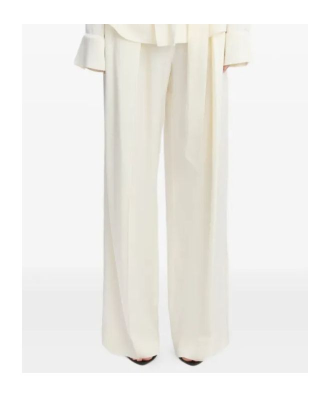 Victoria Beckham Wide-leg Pleated Pants In Neutral