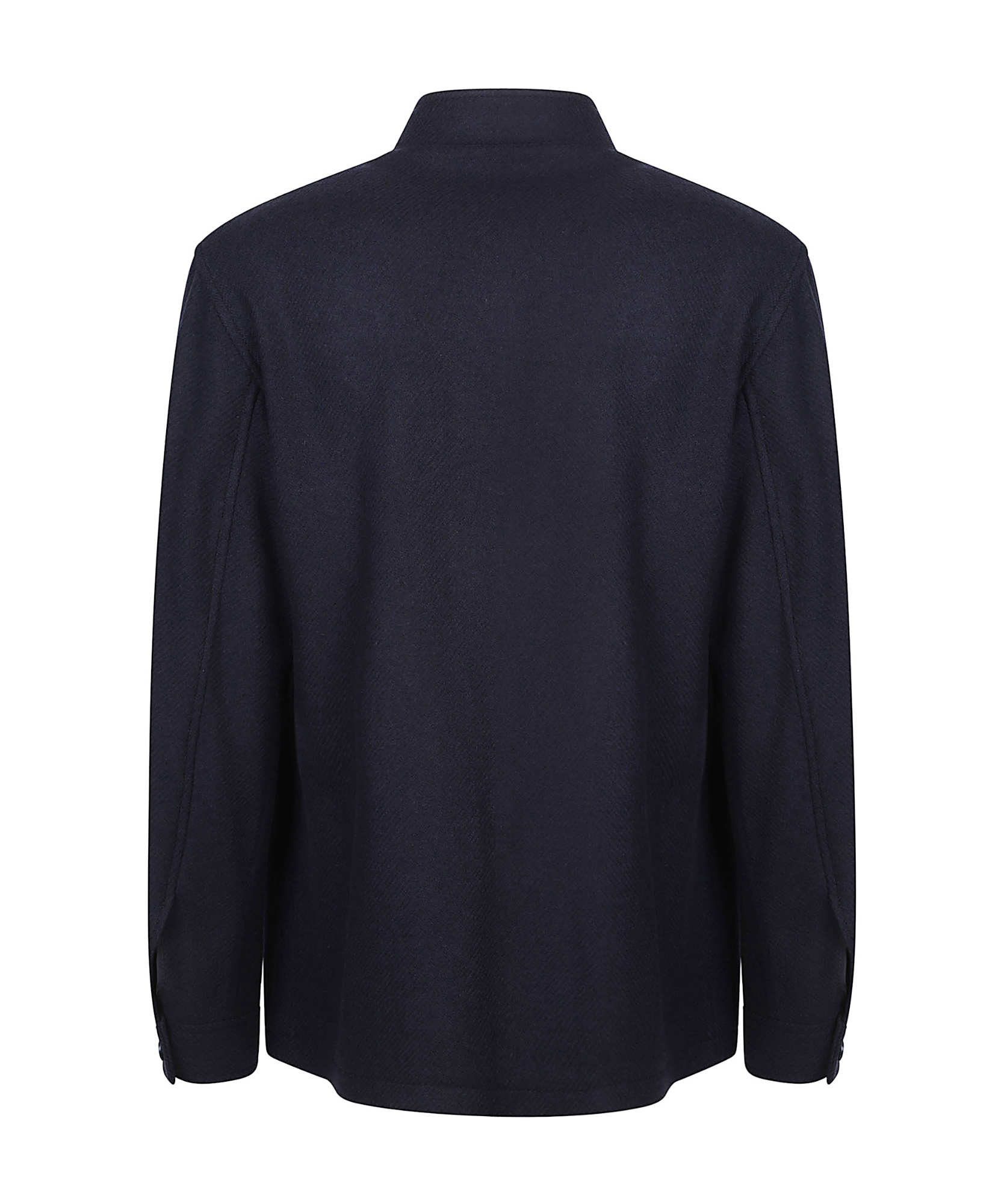 Tagliatore Mandarin-collar Wool Shirt Jacket In Blue