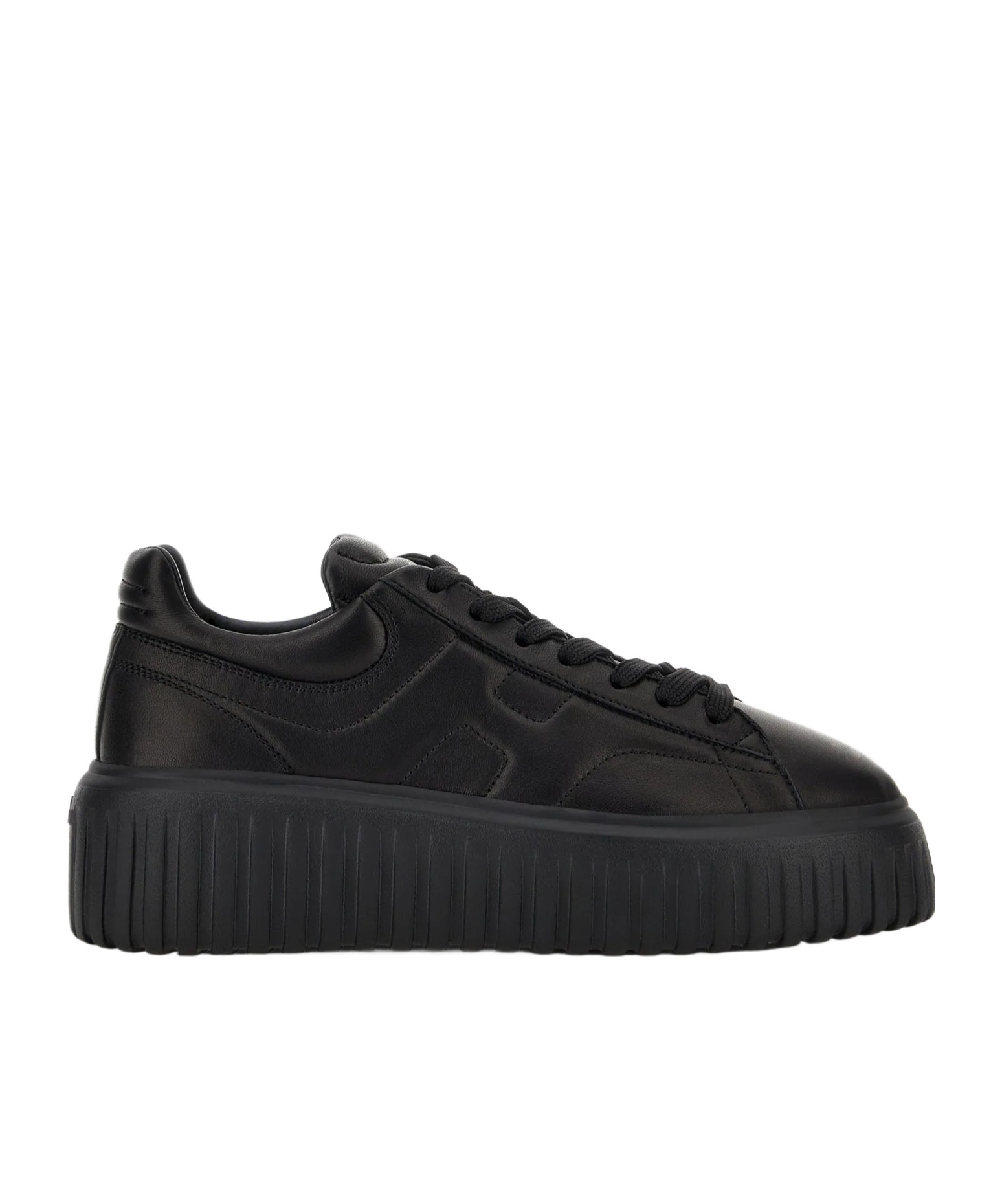 Hogan H-stripes Allacciato H Leather Sneakers In Black