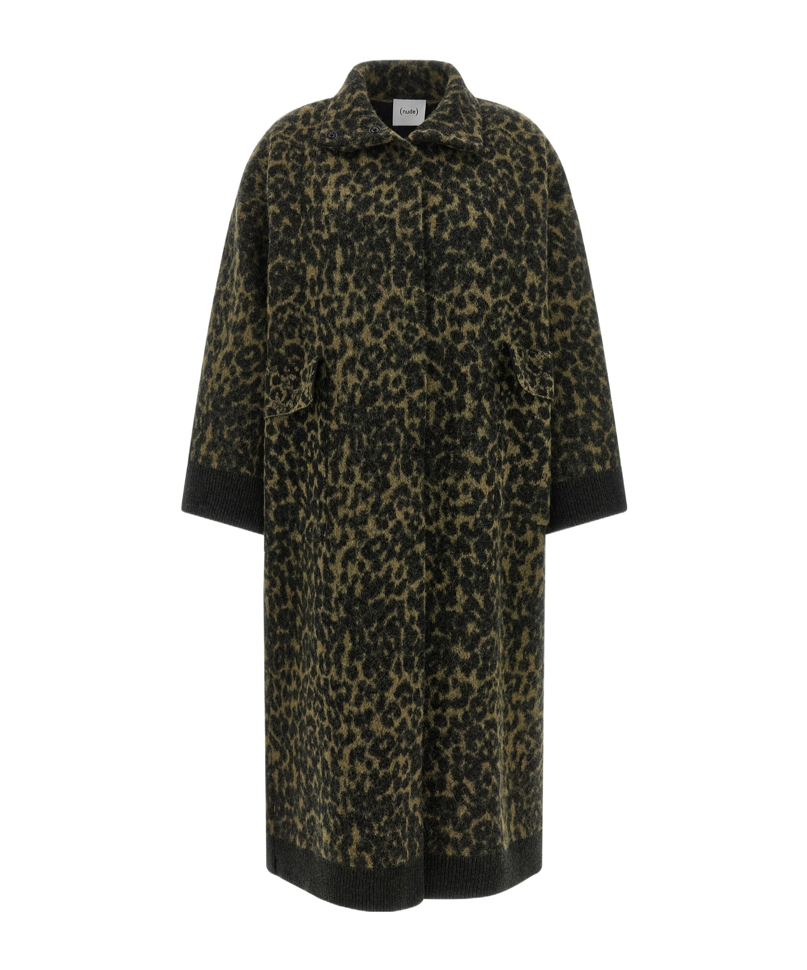 Nude Long Animal Print Wool Blend Coat In Animal Print